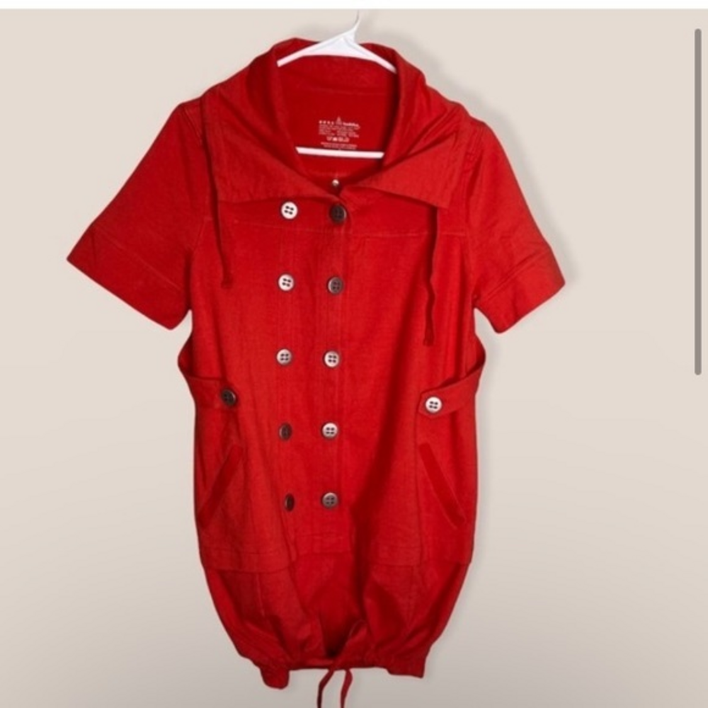 Neon Buddha red Slub Knit Lagenlook Cardigansz S
